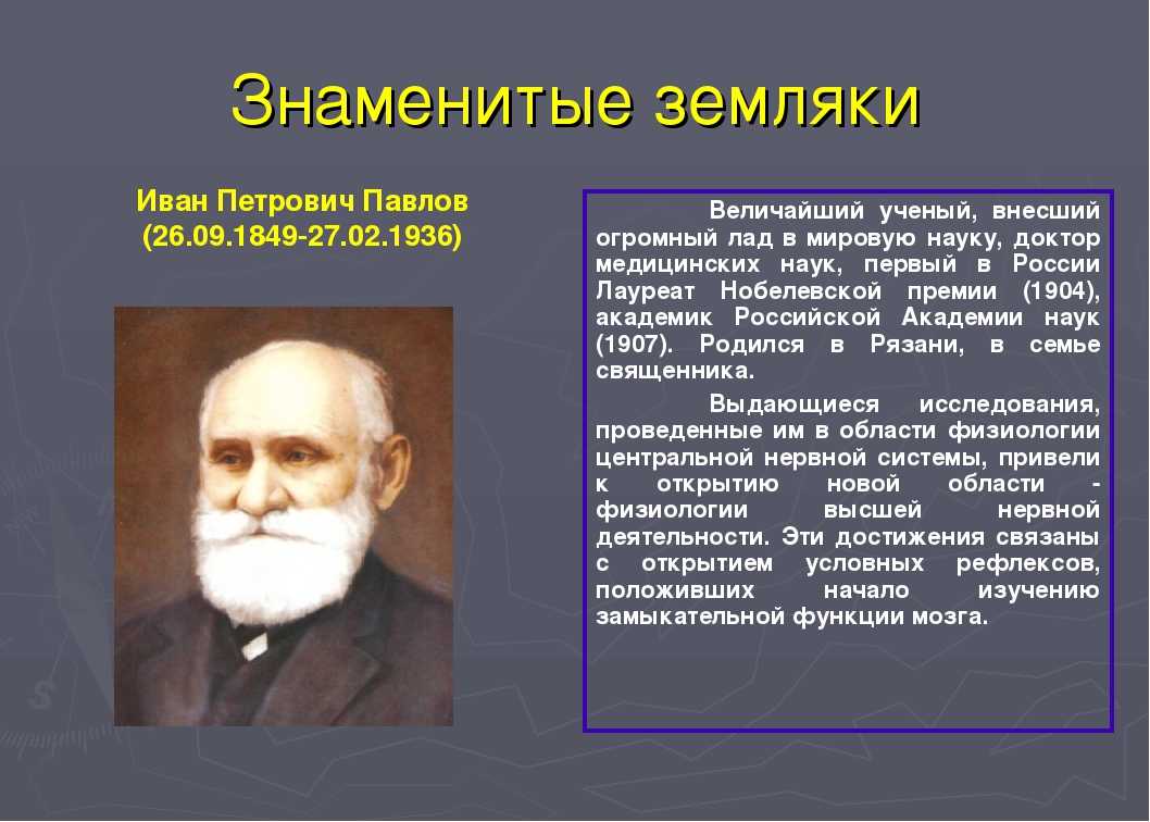 Сообщение о известном. Выдающиеся учёные России Иван Петрович Павлов. Знаменитые земляки. Знаменитый земляк Рязани. Сообщение о знаменитом земляке.