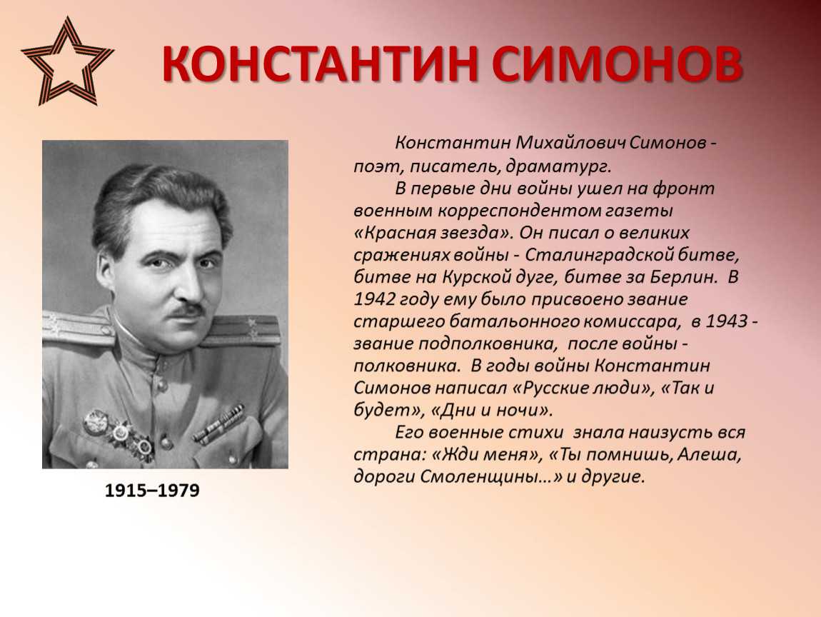 Константин симонов - биография, факты, фото
